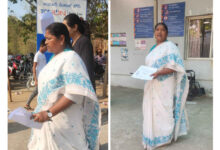 Minister Seethakka appearing for an LLM entrance examination for Constitutional Law studies in Telangana