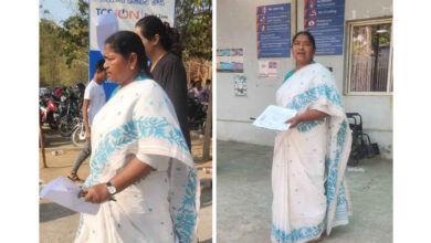 Minister Seethakka appearing for an LLM entrance examination for Constitutional Law studies in Telangana