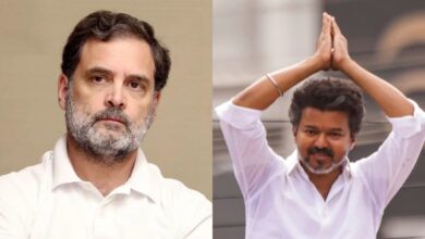 Rahul Gandhi and Vijay image representing Congress support to TVK in Tamil Nadu politics
