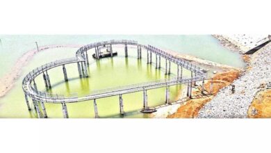 Telangana first glass bridge in Husnabad is nearing completion as part of the Ellamma Cheruvu beautification project