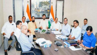 Revanth Reddy reviewing Telangana paddy procurement operations with officials during a video conference meeting