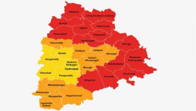 Heatwave alert map showing high temperature warning zones across Telangana as several districts prepare for severe weather conditions until May 21.