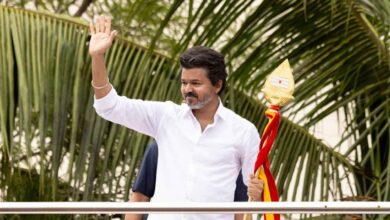 Vijay addressing supporters as Tamil Nadu election results show major shift with his party emerging strong