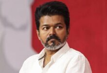 Actor Vijay addressing supporters during Tamil Nadu election campaign as TVK gains strong lead