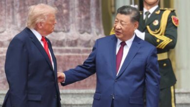 Chinese President Xi Jinping and United States President Donald Trump during high level talks in Beijing over Taiwan and global issues